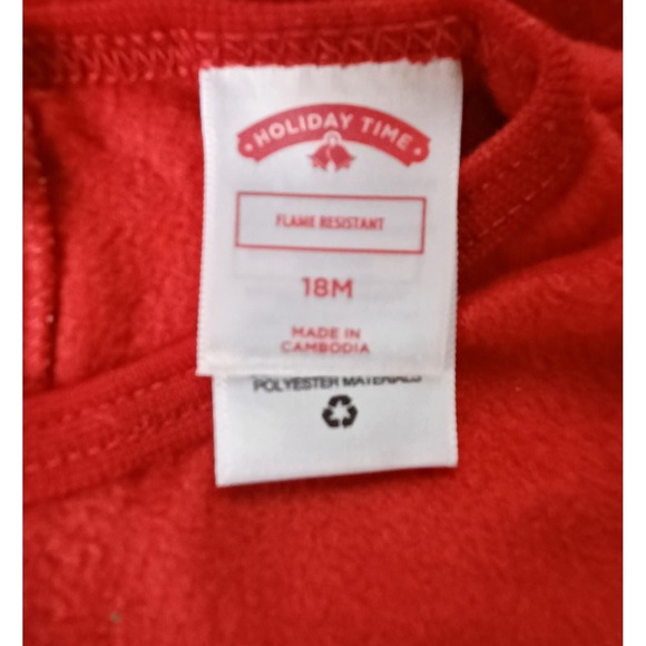 Holiday Time "OH DEER" Christmas Footed Sleeper 18M Red Reindeer Feet - Picture 7 of 8